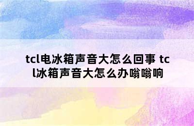 tcl电冰箱声音大怎么回事 tcl冰箱声音大怎么办嗡嗡响